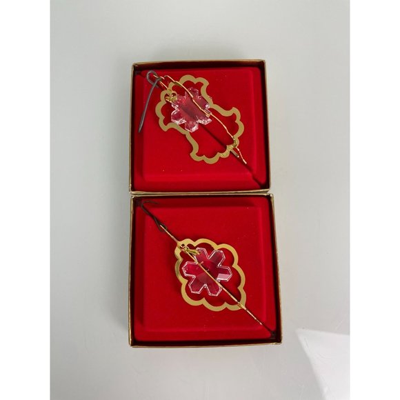 Set of 2 Reed & Barton Gold & Crystal Christmas Tree Ornaments - Picture 12 of 12